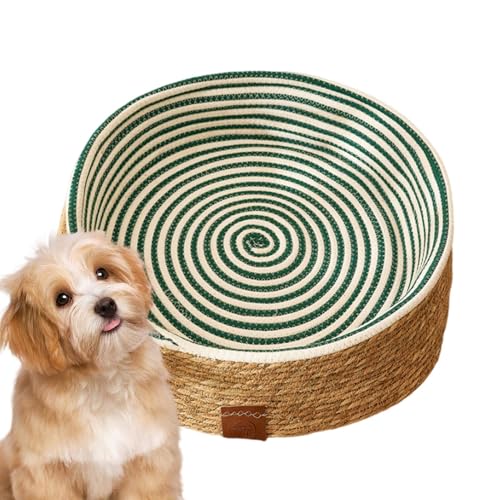 shjxi Gewebter Katzenbettkorb | Katzenbett Korb Nest | Katzen Faltbares Schlafnest | Rattan-Design mit erhöhten Kanten, atmungsaktives und gemütliches Interieur, geeignet für Katzen und Hunde von shjxi