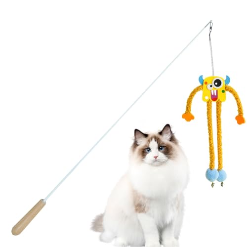 shjxi Interaktives Katzenstab-Spielzeug, Katzenangeln, lustiges Katzenspielspielzeug, lustiges und kreatives Kätzchenspielzeug, hautfreundliches und sicheres Tierspielzeug, interaktives von shjxi