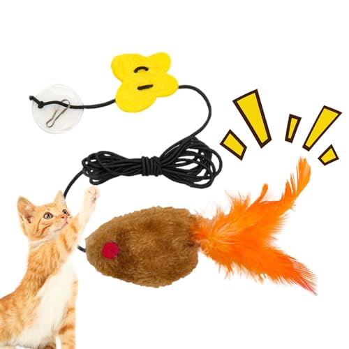 shjxi Katzenfederstab-Spielzeug, interaktives Katzenspielzeug mit Feder, Selbstbedienungs-Katzenspielzeug, buntes Katzenspielzeug für drinnen und draußen von shjxi