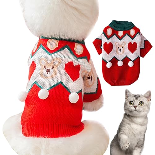 shjxi Weihnachtspullover für Welpen, weicher und atmungsaktiver Pullover für kleine und mittelgroße Haustiere von shjxi