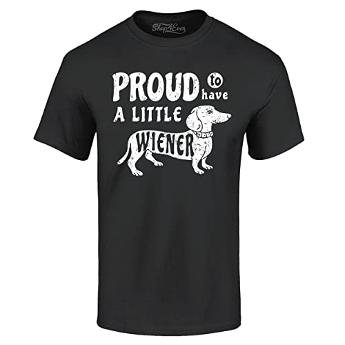 Proud to Have a Little Weiner Lustiges Dackel Hunde-T-Shirt, Größe XXL, Schwarz von shop4ever