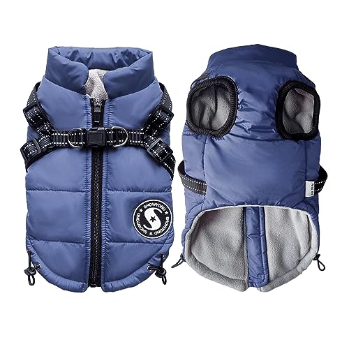 showyond Hundemantel mit Geschirr, Hundemantel Winter, Hundemantel für Kleine Hunde, Warm Gemütlich Wasserdicht leicht an- und Auszuziehender Hundejacke für Kleine Mittlere Große Hunde, 20 von showyond