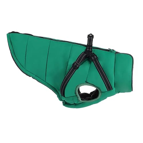 showyond Warme Hundemantel Winter, Hundemantel mit Geschirr, Hundemantel für Kleine Hunde Hundemantel Wasserdicht Hundejacke Winter warm Fleece Haustier Mantel (M,Grün) von showyond