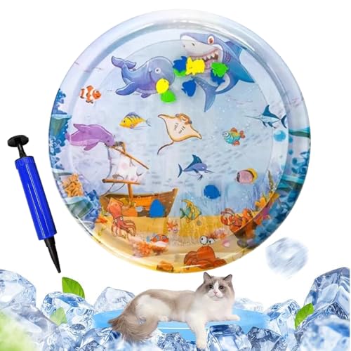 shpuuyy Katzen Wassermatte Spielmatte, Haustier Kühlmatte Sinnesanregung Spielzeug für Katzen, Antirutsch Zubehör Mit Schwimmenden Fischen Runde Aufblasbare Matte Für Katzenwelpen Bewegung Jagd shpuuyy Katzen Wassermatte Spielmatte, Haustier Kühlmatte Sinnesanregung Spielzeug für Katzen, Antirutsch Zubehör Mit Schwimmenden Fischen Runde Aufblasbare Matte Für Katzenwelpen Bewegung Jagd von shpuuyy