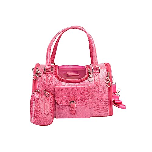 siduytin Modische PU Haustiertasche, atmungsaktiv, faltbar, für Katzen, Hunde, Reisekaninchen, im Freien, mit Geldbörse, verstellbarem Riemen, Handtasche, Rosenrot, S siduytin Modische PU Haustiertasche, atmungsaktiv, faltbar, für Katzen, Hunde, Reisekaninchen, im Freien, mit Geldbörse, verstellbarem Riemen, Handtasche, Rosenrot, S von siduytin