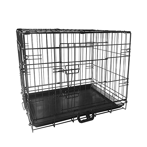 Hundekäfig 60 x 43 x 49 cm faltbar mit 2 Türen Transportkäfig Auto Hundebox mit Bodenschale Transportbox Drahtkäfig Hundetransportkäfig Größe (S-24 Zoll) von Signzworld