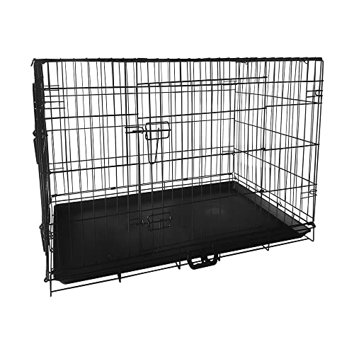 Hundekäfig 91 x 56 x 62 cm faltbar mit 2 Türen Transportkäfig Auto Hundebox mit Bodenschale Transportbox Drahtkäfig Hundetransportkäfig Größe (L-36 Zoll) von Signzworld