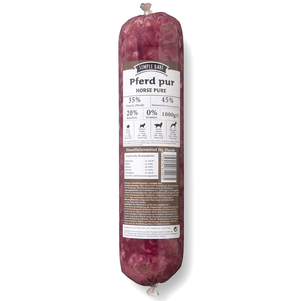SIMPLE BARF Pferd pur - 14 x 1000 g von simple BARF