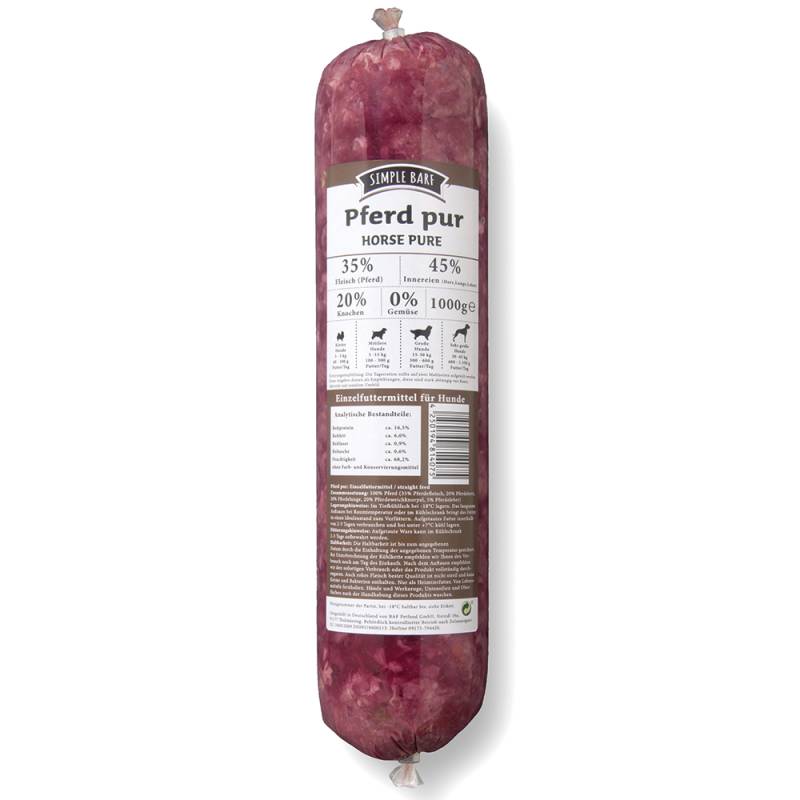SIMPLE BARF Pferd pur - 26 x 1000 g von simple BARF