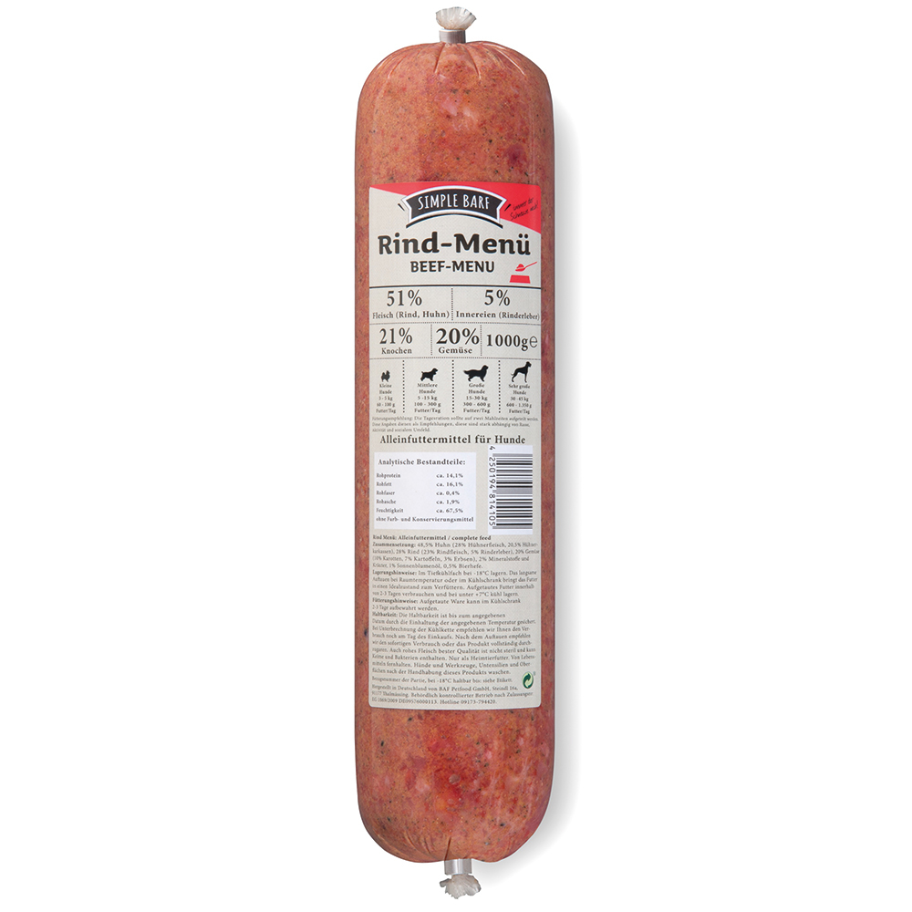 SIMPLE BARF Rind Menü - 14 x 1000 g SIMPLE BARF Rind Menü - 14 x 1000 g von simple BARF