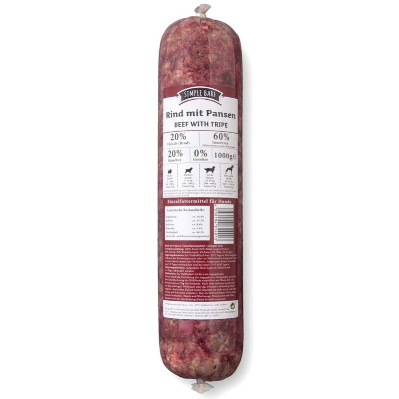 SIMPLE BARF Rind mit Pansen - 26 x 1000 g von simple BARF
