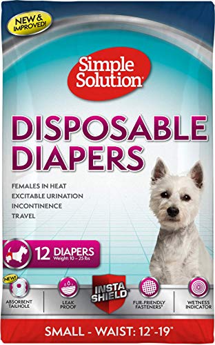 Simple Solution Einweg-Hundewindeln für Hündinnen, super saugfähig, auslaufsicher, für Frauen bei Hitze, aufgeregtes Urinieren, Inkontinenz oder Welpentraining, klein, 12 Stück von simple solution