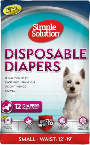 Simple Solution Einweg-Hundewindeln für Hündinnen, super saugfähig, auslaufsicher, für Frauen bei Hitze, aufgeregtes Urinieren, Inkontinenz oder Welpentraining, klein, 12 Stück Simple Solution Einweg-Hundewindeln für Hündinnen, super saugfähig, auslaufsicher, für Frauen bei Hitze, aufgeregtes Urinieren, Inkontinenz oder Welpentraining, klein, 12 Stück von simple solution
