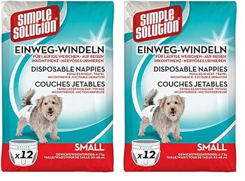 Simple Solution Einwegwindeln für Hunde, Größe S, 12 Stück (Packung mit 2) von simple solution