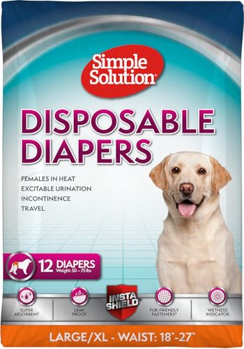 simple solution True Fit Einweg-Hundewindeln für Hündinnen, super saugfähig, mit Nässeindikator, L/XL | 12 Stück von simple solution