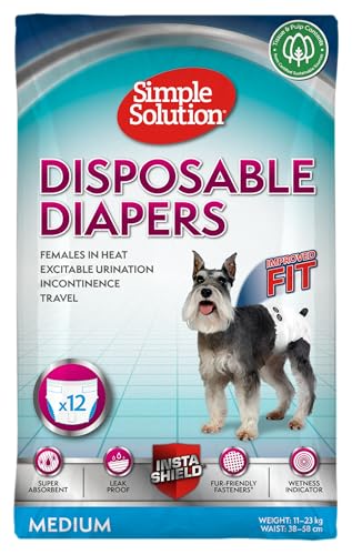 Simple Solution Einweg-Hundewindeln für Hündinnen, super saugfähig und auslaufsicher mit Nässeindikator für erregbares Urinieren, Inkontinenz oder läufige Hündinnen - 12er Pack von Simple Solution