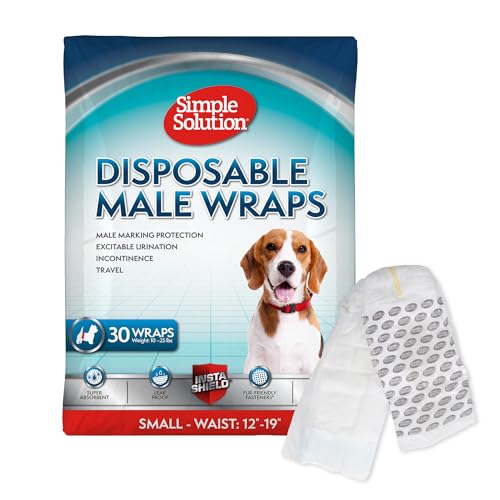 Simple Solution Einweg-Hundewindeln für männliche Hunde | männliche Wickel mit super saugfähiger, auslaufsicherer Passform | Aufregendes Urinieren, Inkontinenz oder männliche Markierung | Klein | 30 Stück von simple solution