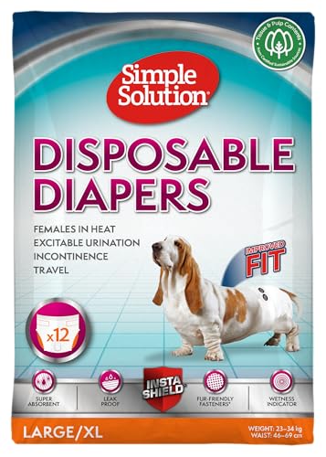 Simple Solution Einweg-Hundewindeln für Hündinnen, super saugfähig und auslaufsicher mit Nässeindikator für erregbares Urinieren, Inkontinenz oder läufige Hündinnen - 12er Pack Simple Solution Einweg-Hundewindeln für Hündinnen, super saugfähig und auslaufsicher mit Nässeindikator für erregbares Urinieren, Inkontinenz oder läufige Hündinnen - 12er Pack von simple solution