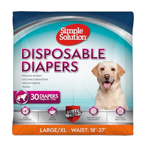Simple Solution True Fit Einweg-Hundewindeln für Hündinnen – super saugfähig mit Nässeindikator – L/XL (Taille 45,7–68,6 cm) – 30 Stück Simple Solution True Fit Einweg-Hundewindeln für Hündinnen – super saugfähig mit Nässeindikator – L/XL (Taille 45,7–68,6 cm) – 30 Stück von simple solution