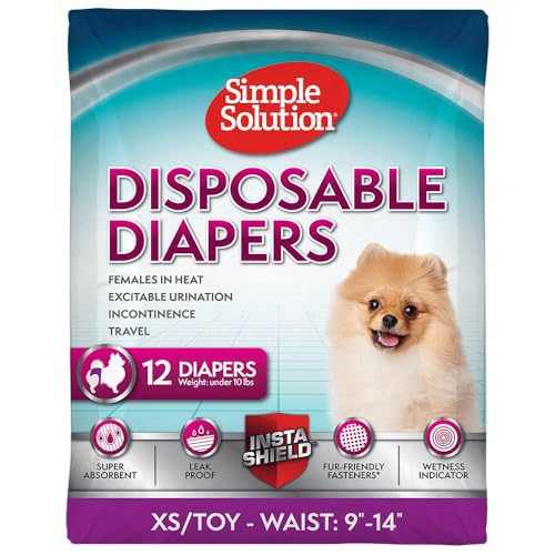 Simple Solution True Fit Einweg-Hundewindeln für Hündinnen, super saugfähig, mit Nässeindikator, XS/Spielzeug, 12 Stück von simple solution