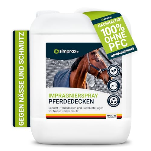 simprax® Pferdedecken Spray-On Imprägnierung - 5,0 Liter Kanister - atmungsaktiv und nachhaltig - für alle Arten von Tier- und Pferdedecken von simprax