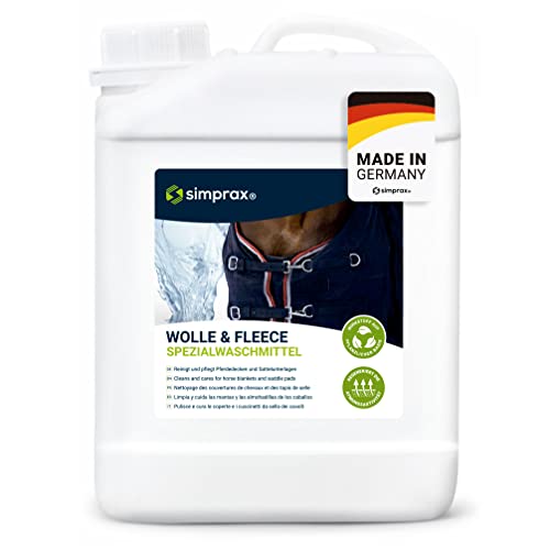 simprax® Pferdedecken Waschmittel als Vorbereitung für wirkungsvolle Imprägnierung I erneuert Atmungsaktivität, Effektiv gegen Schmutz für Sattelunterlagen, Synthetik & Baumwollendecken, Oeko von simprax