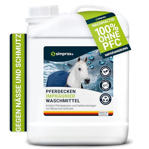 simprax® Pferdedecken Wash-In Imprägnierung – 2,5l Kanister – Atmungsaktive Einwaschimprägnierung für Pferde- / Tierdecken – Waschmaschine o. Handwäsche – nachhaltig und Zertifiziert von simprax