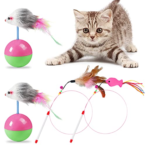 simyron Katzenspielzeug Interaktives Katzenspielzeug, Federspielzeug Bälle Verschiedene Spielzeug für Katze von simyron