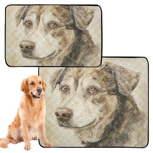 2 Stück Hunde-Uriniermatte, wiederverwendbar, rutschfest, für Flugzeugkäfige, 61 x 91,4 cm + 91,4 x 106,7 cm, Aquarell, Gelb 2 Stück Hunde-Uriniermatte, wiederverwendbar, rutschfest, für Flugzeugkäfige, 61 x 91,4 cm + 91,4 x 106,7 cm, Aquarell, Gelb von siphylline
