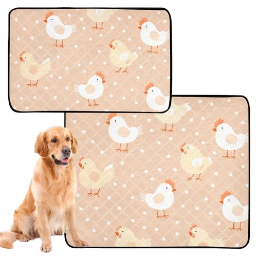 2 Stück Katzen-Haustiermatte, Hundeteppich, waschbar, rutschfest, für Rasen, 61 x 91,4 cm + 91,4 x 106,7 cm, orangefarbenes Cartoon-Huhn 2 Stück Katzen-Haustiermatte, Hundeteppich, waschbar, rutschfest, für Rasen, 61 x 91,4 cm + 91,4 x 106,7 cm, orangefarbenes Cartoon-Huhn von siphylline