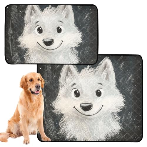 2 x wiederverwendbare Hundematte für Auto und Flugzeug, 61 x 91,4 cm + 91,4 x 106,7 cm, Skizze, Cartoon, niedlicher Hund, Weiß 2 x wiederverwendbare Hundematte für Auto und Flugzeug, 61 x 91,4 cm + 91,4 x 106,7 cm, Skizze, Cartoon, niedlicher Hund, Weiß von siphylline