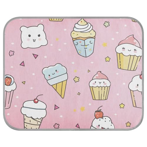 Cartoon-Eiscreme-Dessert-Hundebett, selbstkühlendes Kissen für Outdoor-Katzen, für Kaninchen, Reisen, schnurlos, Mantas frías para Perros S von siphylline