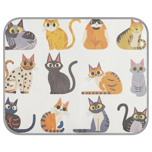 Cute Art Cats Sommer-Hunde-Kühlkissen, selbstkühlend, Outdoor-Hundebett für Kaninchen, im Innenbereich, einzigartige Camas Frias para Perros S von siphylline