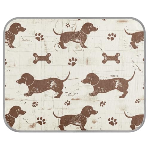 Dashshund Kühlmatte für Hunde, niedlich, braun, Retro, Sommer, Sommer, Kühlmatte für Hunde, selbstkühlendes Bett für Katzen, für den Außenbereich, wasserdicht, esterilla refrescante para Perros S von siphylline