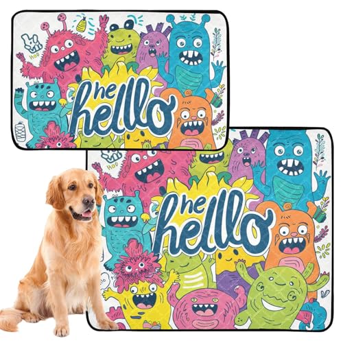 Haustiermatte für Katzen, waschbar, rutschfest, für Rasen, 61 x 91,4 cm + 91,4 x 106,7 cm, niedliche Cartoon-Figuren, 2 Stück Haustiermatte für Katzen, waschbar, rutschfest, für Rasen, 61 x 91,4 cm + 91,4 x 106,7 cm, niedliche Cartoon-Figuren, 2 Stück von siphylline