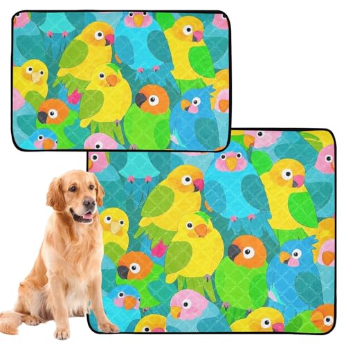 Hunde-Teppich, waschbar, rutschfest, für Autositz, 61 x 91,4 cm + 91,4 x 106,7 cm, niedlicher Cartoon-Papagei, 2 Stück Hunde-Teppich, waschbar, rutschfest, für Autositz, 61 x 91,4 cm + 91,4 x 106,7 cm, niedlicher Cartoon-Papagei, 2 Stück von siphylline