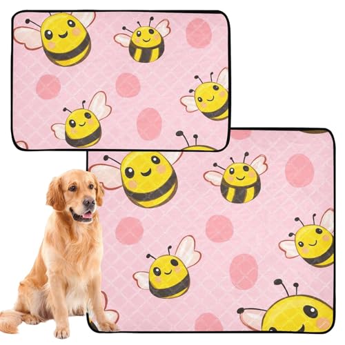 Hundedecke, Urinierschutz, waschbar, rutschfest, Bodenmatte für Strand, 61 x 91,4 cm + 91,4 x 106,7 cm, Cartoon-Biene, niedlich, Gelb, 2 Stück Hundedecke, Urinierschutz, waschbar, rutschfest, Bodenmatte für Strand, 61 x 91,4 cm + 91,4 x 106,7 cm, Cartoon-Biene, niedlich, Gelb, 2 Stück von siphylline