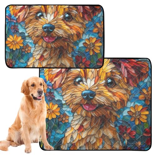 Hundematte, waschbar, extra groß, waschbar, rutschfest, für Haustierbett, 61 x 91,4 cm + 91,4 x 106,7 cm, niedlicher Hund, Bohemian-Stil, 2 Stück Hundematte, waschbar, extra groß, waschbar, rutschfest, für Haustierbett, 61 x 91,4 cm + 91,4 x 106,7 cm, niedlicher Hund, Bohemian-Stil, 2 Stück von siphylline