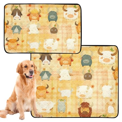 Hundematte, waschbar, rutschfest, 61 x 91,4 cm + 91,4 x 106,7 cm, lustiges Tier, niedlich, Gelb, 2 Stück Hundematte, waschbar, rutschfest, 61 x 91,4 cm + 91,4 x 106,7 cm, lustiges Tier, niedlich, Gelb, 2 Stück von siphylline