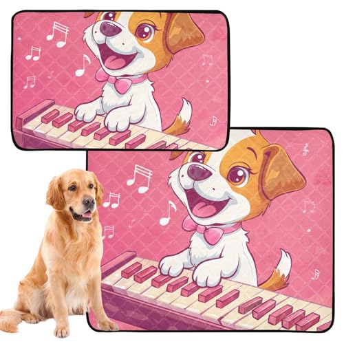 Hundematte, waschbar, rutschfest, 61 x 91,4 cm + 91,4 x 106,7 cm, niedlicher Hundemusiker, 2 Stück Hundematte, waschbar, rutschfest, 61 x 91,4 cm + 91,4 x 106,7 cm, niedlicher Hundemusiker, 2 Stück von siphylline