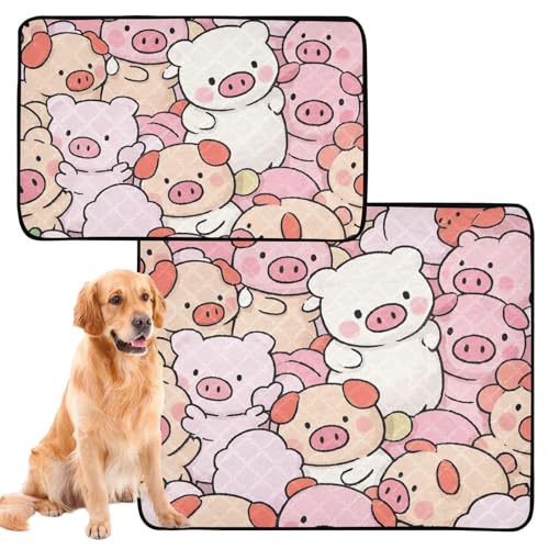 Hundematte, waschbar, rutschfest, für Boden, 61 x 91,4 cm + 91,4 x 106,7 cm, niedliches Cartoon-Schwein, 2 Stück Hundematte, waschbar, rutschfest, für Boden, 61 x 91,4 cm + 91,4 x 106,7 cm, niedliches Cartoon-Schwein, 2 Stück von siphylline