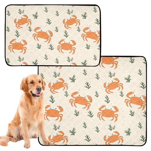 Hundematte, waschbar, rutschfest, für Reisen, 61 x 91,4 cm + 91,4 x 106,7 cm, Cartoon-Tiere, orangefarbene Krabbe, 2 Stück Hundematte, waschbar, rutschfest, für Reisen, 61 x 91,4 cm + 91,4 x 106,7 cm, Cartoon-Tiere, orangefarbene Krabbe, 2 Stück von siphylline