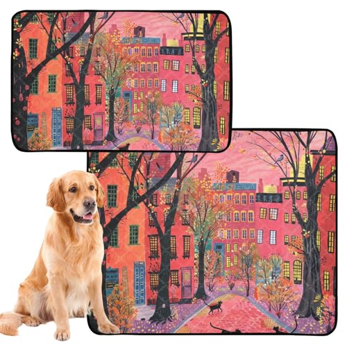 Hundematte / Uriniermatte, waschbar, rutschfest, Bodenmatte für Boden, 61 x 91,4 cm + 91,4 x 106,7 cm, Straßen und Katzen, 2 Stück Hundematte / Uriniermatte, waschbar, rutschfest, Bodenmatte für Boden, 61 x 91,4 cm + 91,4 x 106,7 cm, Straßen und Katzen, 2 Stück von siphylline