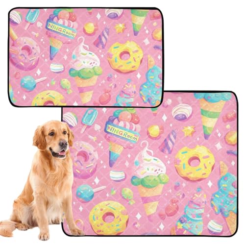 Hundematte für Hunde, schmutzige Füße, waschbar, rutschfest, 61 x 91,4 cm + 91,4 x 106,7 cm, Cartoon, niedlich, bunt, Eis, Donuts, 2 Stück Hundematte für Hunde, schmutzige Füße, waschbar, rutschfest, 61 x 91,4 cm + 91,4 x 106,7 cm, Cartoon, niedlich, bunt, Eis, Donuts, 2 Stück von siphylline