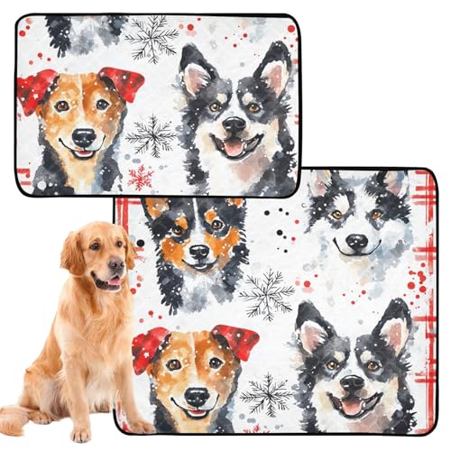 Hundematte für den Außenbereich, waschbar, rutschfest, 61 x 91,4 cm + 91,4 x 106,7 cm, buntes Büffelkaro, 2 Stück Hundematte für den Außenbereich, waschbar, rutschfest, 61 x 91,4 cm + 91,4 x 106,7 cm, buntes Büffelkaro, 2 Stück von siphylline