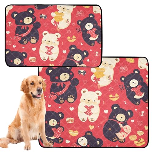 Hundematte für den Boden, rutschfeste Matte für Hundebett, 61 x 91,4 cm + 91,4 x 106,7 cm, niedlicher Tierbär, Anime, Valentinstag, 2 Stück Hundematte für den Boden, rutschfeste Matte für Hundebett, 61 x 91,4 cm + 91,4 x 106,7 cm, niedlicher Tierbär, Anime, Valentinstag, 2 Stück von siphylline