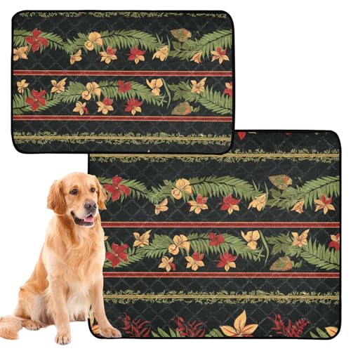 Katzen-Haustiermatte, schmutzige Matten für Hunde, waschbar, rutschfest, Bodenmatte für Auto, 61 x 91,4 cm + 91,4 x 106,7 cm, tropischer Stil, Blume, Gelb, Rot und Grün, 2 Stück Katzen-Haustiermatte, schmutzige Matten für Hunde, waschbar, rutschfest, Bodenmatte für Auto, 61 x 91,4 cm + 91,4 x 106,7 cm, tropischer Stil, Blume, Gelb, Rot und Grün, 2 Stück von siphylline