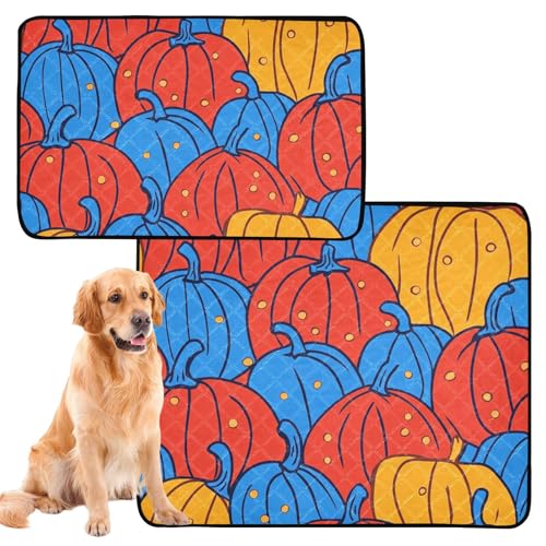 Katzendecke, waschbar, rutschfest, Bodenmatte für Boden, 61 x 91,4 cm + 91,4 x 106,7 cm, abstraktes Kürbismuster, Rot und Blau, 2 Stück Katzendecke, waschbar, rutschfest, Bodenmatte für Boden, 61 x 91,4 cm + 91,4 x 106,7 cm, abstraktes Kürbismuster, Rot und Blau, 2 Stück von siphylline