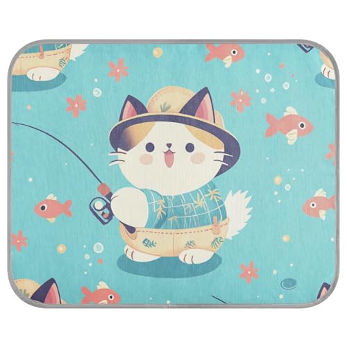 Kühlende Hundebetten, Cartoon-Katze, Fisch, Sommer, selbstkühlend, Outdoor-Hundematte für Welpen, Schlafutensilien, Cama Fria para perro S von siphylline