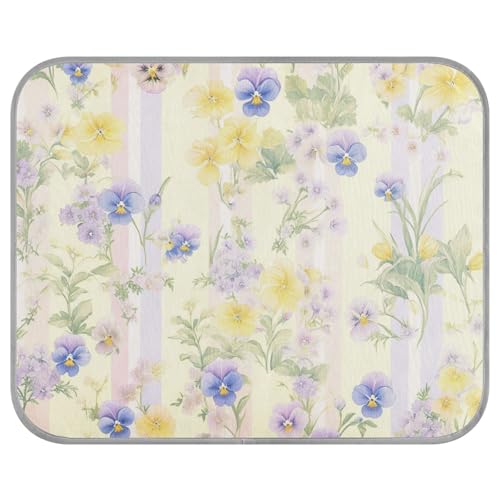Kühlendes Hundebett mit frischen Blumen, selbstkühlende Matte für Katzen für Tiere, Outdoor, einzigartig, Cama Fria para perro S, Gelb / Lila von siphylline